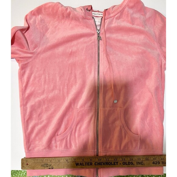 Victoria's Secret PINK Velour Soft Velvet Size Large Full Zip Hoodie Color Pink - Picture 7 of 14